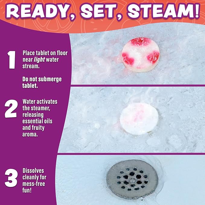 Tub Works® Fruit Fusion™ Shower Steamers for Kids, Variety 12 Pack | Fresh & Fruity Shower Steamers Aromatherapy | Fun Shower Bombs | Alternative to Kids Bath Bombs for a Sensory Shower Experience