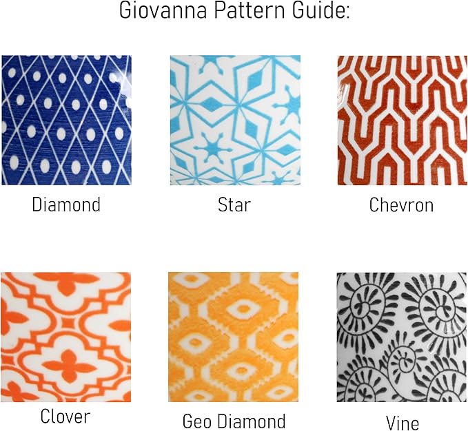 Elama Giovanna 6 Piece Assorted Design Porcelain Multi-Color Graphic Bowl Set; Tableware; Serveware; Dinnerware Set; Bowl Set (6 Piece)