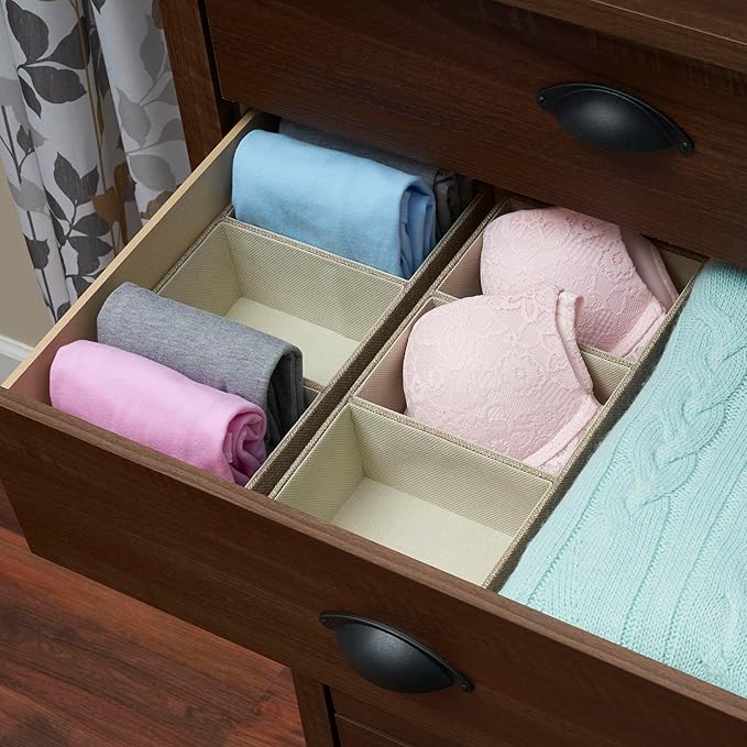 Household Essentials Brown 722-1 Deep 3 Section Drawer Organizer Box for Storage | 12 in x 6.13 in x 3.13