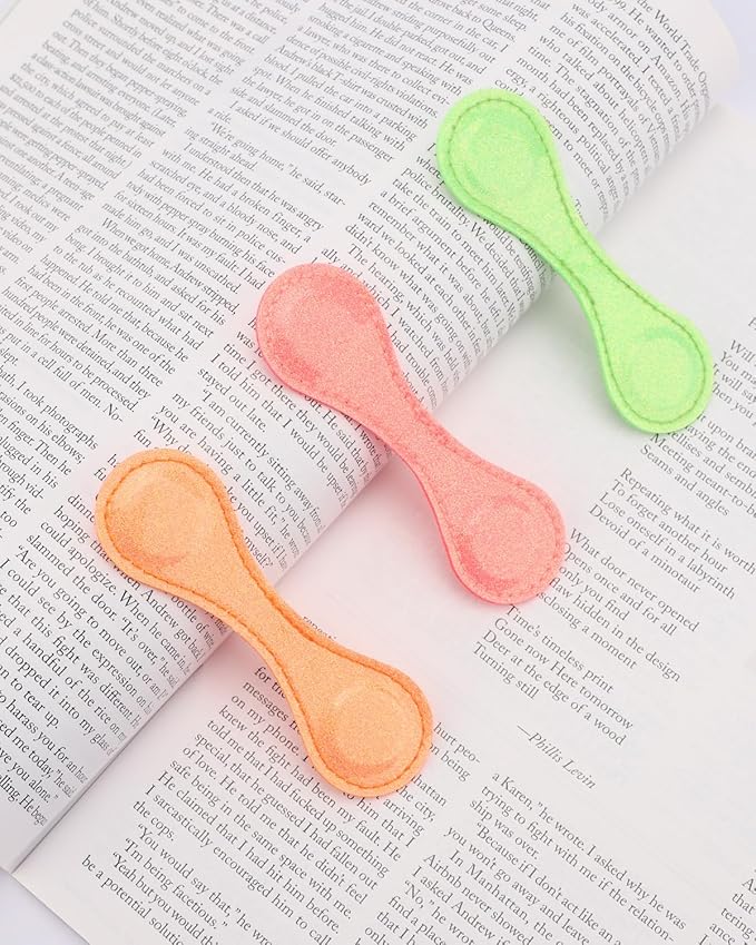 Leather Magnetic Bookmarks, 3Pcs Loose Powder Morandi Magnet Book Mark Clips Gift for Women, Kids, Reading Book Lovers, Teacher Gift for School Office Home Supplies (Orange+Green+Pink)