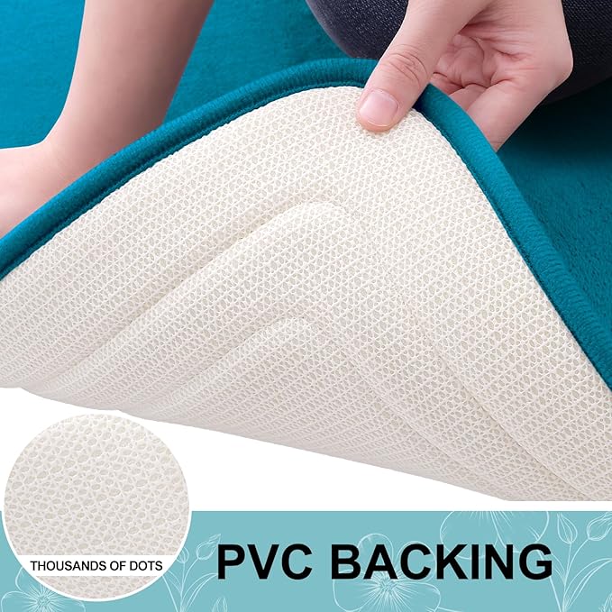 Grandaily Memory Foam Bath Mat Rug 36x24, Ultra Soft, Non-Slip and Absorbent Bathroom Rugs, Machine Wash Dry, Comfortable Bath Carpet for Bathroom Floor, Tub and Shower, Peacock Blue