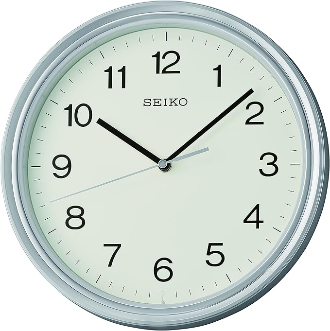 Seiko 11 Inch Oita Wall Clock, Metallic Silver