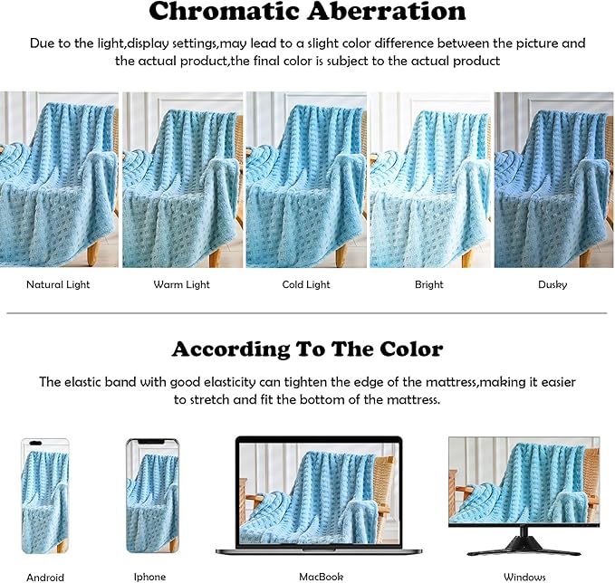 NEWCOSPLAY Super Soft Twin Blanket Blue Premium Silky Flannel Fleece 3D Waffle Checkered Lightweight Bed Blanket All Season Use (Blue, Twin(60"x80"))