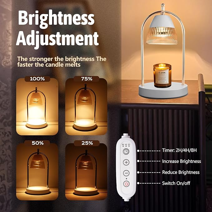 GEEZO Fragrance Candle Warmer Lamp,Electric Candle Warmer with Timer & Dimmer,Mom Christmas Birthday Gifts for Women, House Warming Gifts New Home Bedroom Decor