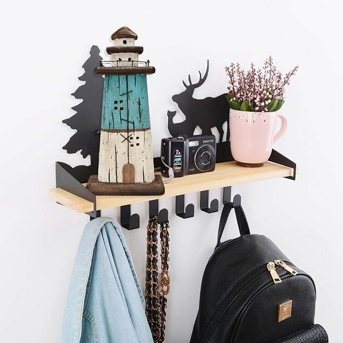 K KILIPES Beach Lighthouse for Bathroom Nautical Home Decor, 13" H Wood Lighthouse Table Decoration Coastal Centerpiece Hand Crafted Lighthouse Sculpture Ocean Decorations (Blue, M)