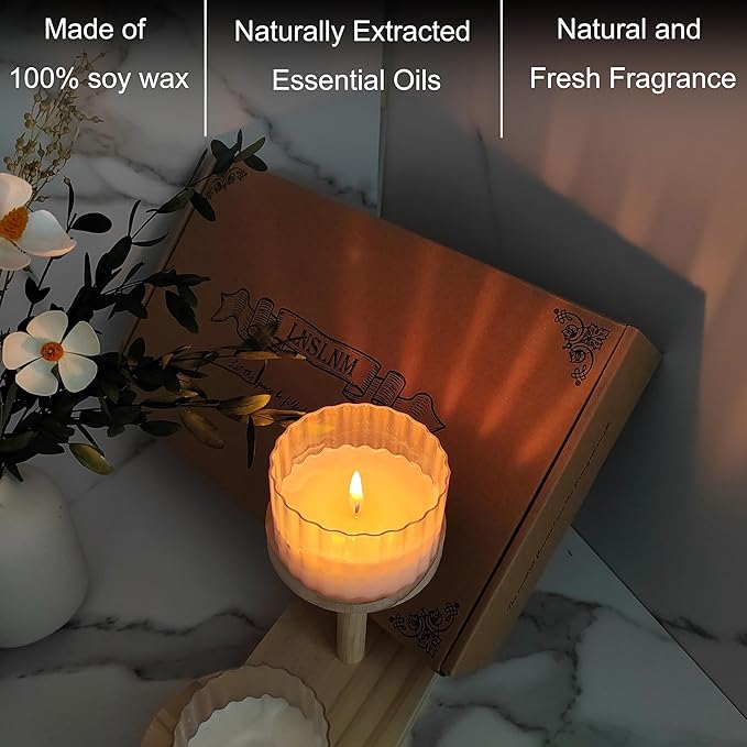 Scented Candle Set | Aroma Candle Collection: Versatile Decorative Candle Sets for Any Occasion (Scented Candle Set - Clear Ripple Cups - 6 pcs)