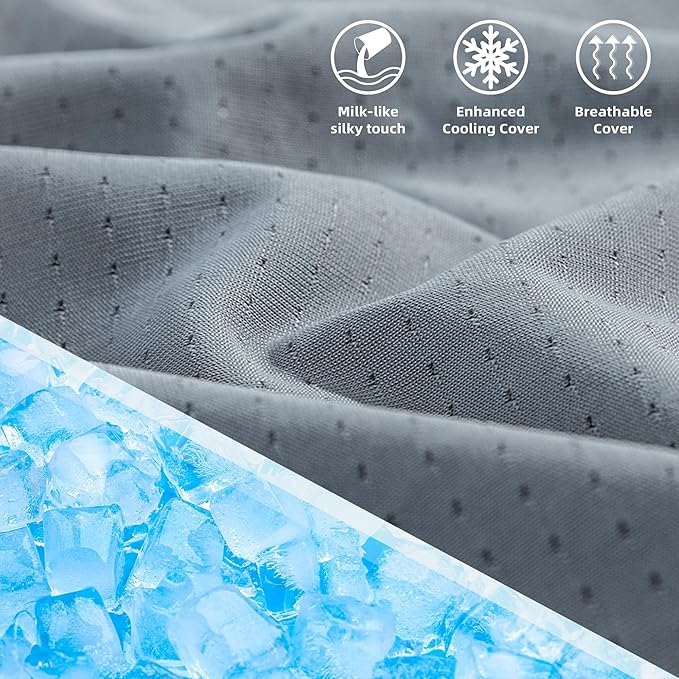 Memory Foam Cooling Pillow Standard Size Pillows Neck & Shoulder Support - for Back, Side, & Stomach Sleepers Grey