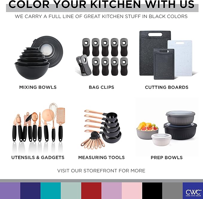 COOK WITH COLOR Food Clips - Wide Heavy Duty Chip Clips, Large Bag Clips for Food Storage with Air Tight Seal Grip, Pack of 4, Black