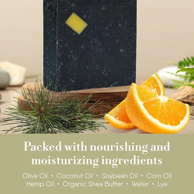 360Feel Pine Tar Soap - Handcrafted Castile Soap Bar with Soothing Scent - Handmade with Essential Oil - Suitable Gift for Anniversaries, Weddings, and Holiday Stockings - Rich Lather