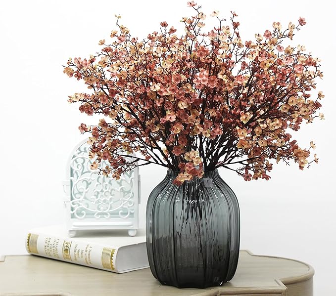 Babys Breath Silk Artificial Flowers Bulk 20pcs for Fall Decor Fake flower bouquet Bulk for Home Kitchen Indoor Bouquet Floral Arrangement Table Centerpieces Party Decor(Beige Brown 20pcs)