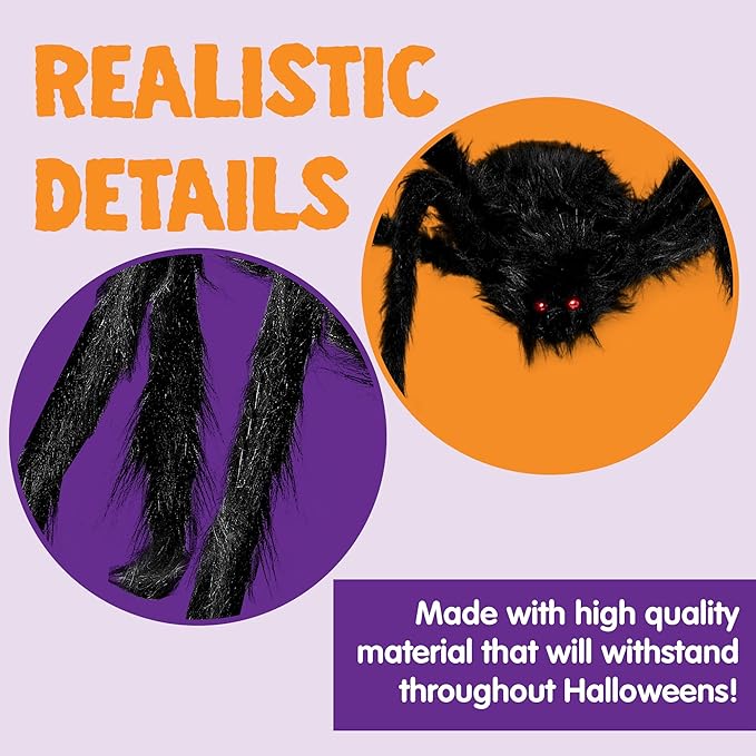 JOYIN Halloween Outdoor Decorations Giant Spider, Scary Large Spider Props for Yard Lawn Halloween Outside Decor and Indoor Party Decor, Black (Standing Height is 15 inches)