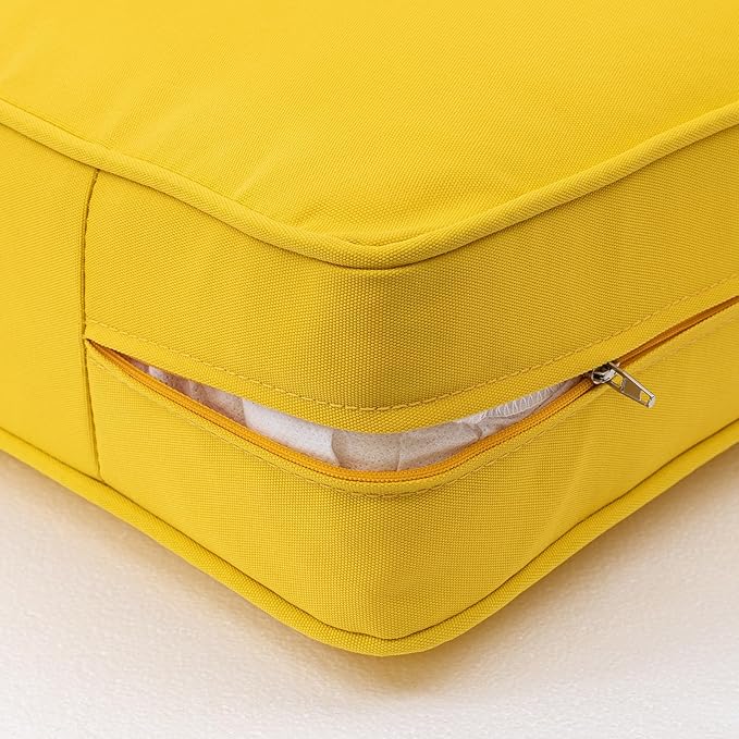 QILLOWAY Outdoor/Indoor Deep Seat Cushions for Patio Furniture, Lawn Chair All Weather Cushion 24 x 24 inch 1 Set(Yellow)