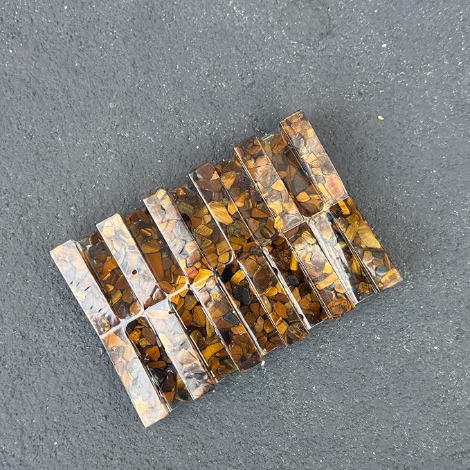 Handmade Tiger Eye Stone Rectangle Bar Soap Holder with Drainage Function, Crystal Dish for Shower and Bathroom Decor, Natural Soap Tray to Keep The Soap Dry Resin Kitchen Decoration (Tiger Eye)