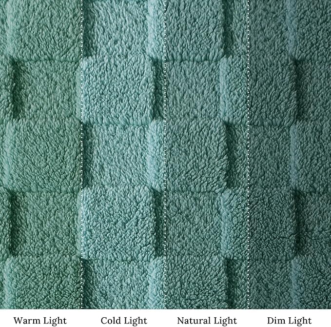 Exclusivo Mezcla King Size Flannel Fleece Blanket, Super Soft and Warm Lightweight Checkered Pattern Blankets for All Seasons, 90x104 Inches, Celadon