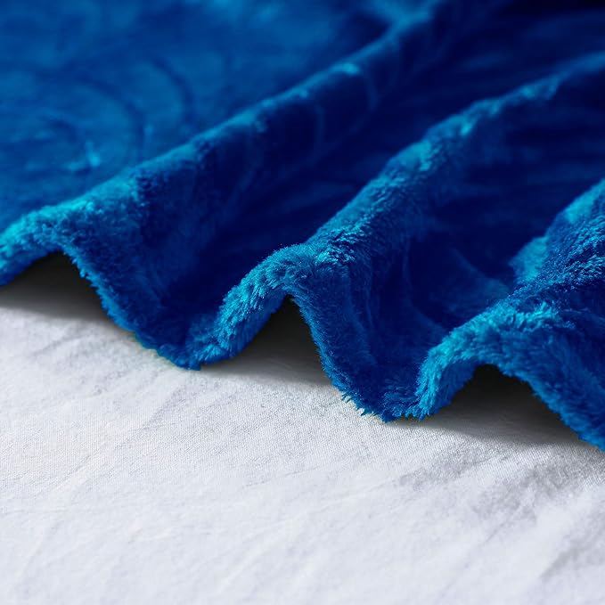 Whale Flotilla Flannel Fleece Throw Blanket for Couch, Soft Fluffy Velvet Sofa Blanket with Decorative Vintage Pattern for All Season, Warm and Lightweight, 50x60 Inch, Royal Blue