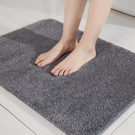 COSY HOMEER Extra Thick Bath Rugs for Bathroom - Anti-Slip Bath Mats Soft Plush Yarn Shaggy 100% Strong Mirco Polyeste Mat Living Room Bedroom Mat Floor Water Absorbent(Dark Grey,16x24 - Inches)