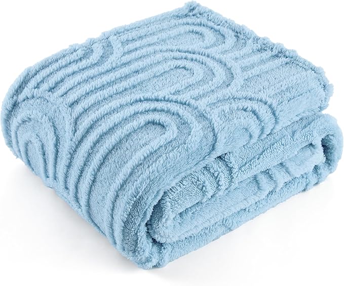 Bedsure Blue Throw Blanket for Couch - Super Soft & Cozy Summer Blankets for Women, Fluffy Fleece Throw for Girls, for Women, Ideal for Room, Home & Bedroom Decor, 50x60 Inches