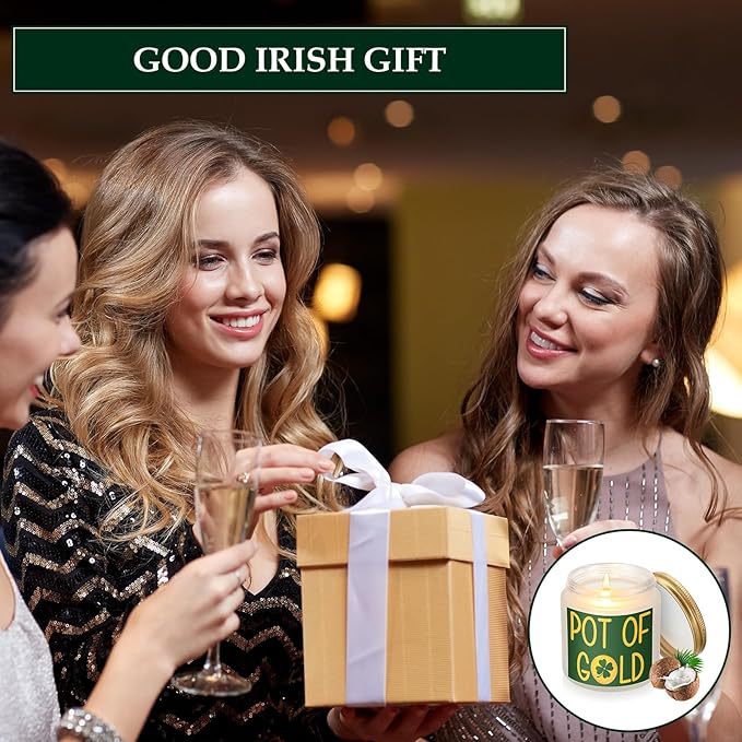 8 Pcs St. Patrick's Day Scented Candle Jars Scented Soy Candle Lucky Shamrock Lasting Candles Clover Candles Gifts Aromatherapy Candles for Women Home Birthday Gifts