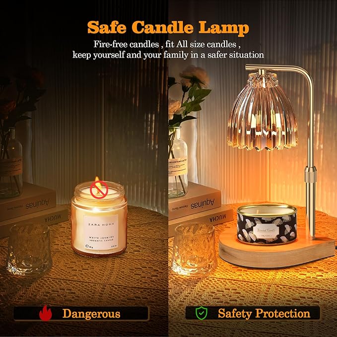 Candle Warmer Lamp with Adjustable Height, Timer & Dimmer, Birthday Gifts for Women, Elegant Gift Box & Greeting Card, Candle Lamp with 2 Bulbs for Home Decor/Bedroom/Office