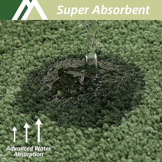 COSY HOMEER Bathroom Rugs Mat 24”x60” Absorbent Non-Slip Bath Mat, Plush Shaggy Bathroom Runner, Machine Washable Large Soft Bath Mats for Bath Floor,Tub and Shower,Green