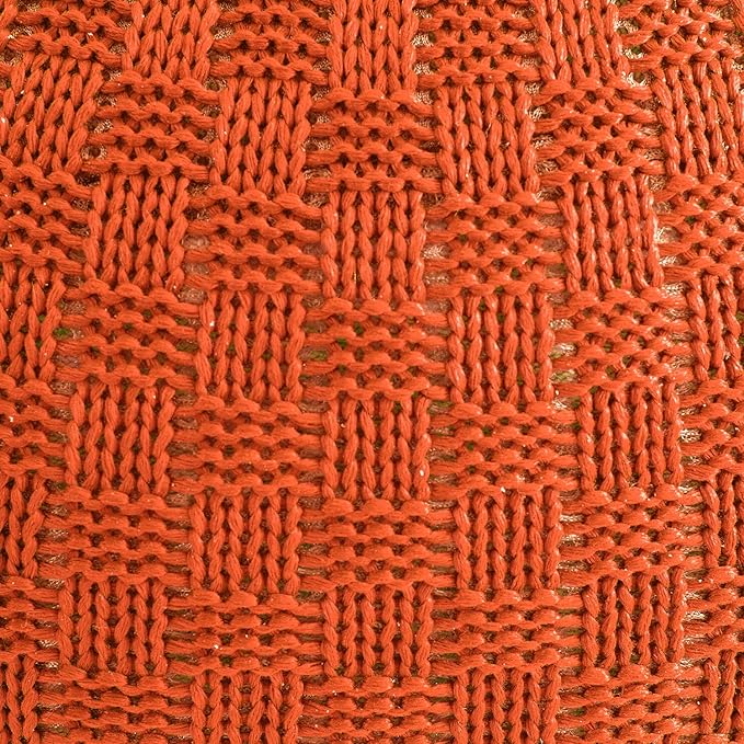 ARTPLAN Round Knit Pouf Hand Knitted,Outdoor Ottoman Foot Rest,Boho Home Decor for Living Room-Bedroom