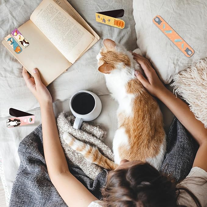 50 Pieces Magnetic Bookmarks Cute Dogs and Cat,Appreciation Gifts for Women,Men,Pet Book Marker for Students Teachers Kids School Home Office Reading Stationery, 25 Designs,Printing on 2 Side