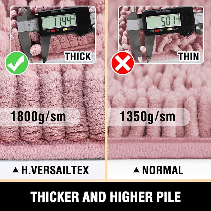 H.VERSAILTEX Bathroom Rugs Bath Mats for Non Slip Luxury Chenille Extra Soft Absorbent Shaggy Mat Washable Fast Dry Sets 2 Piece (Coral Pink, 20'' x 32''/17'' 24'')