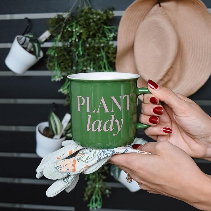 Sweet Water Decor Plant Lady Coffee Mug - 11oz Ceramic Campfire Style Coffee Cup - Dishwasher and Microwave Safe - Gifts For A Gardener or Plant Lover