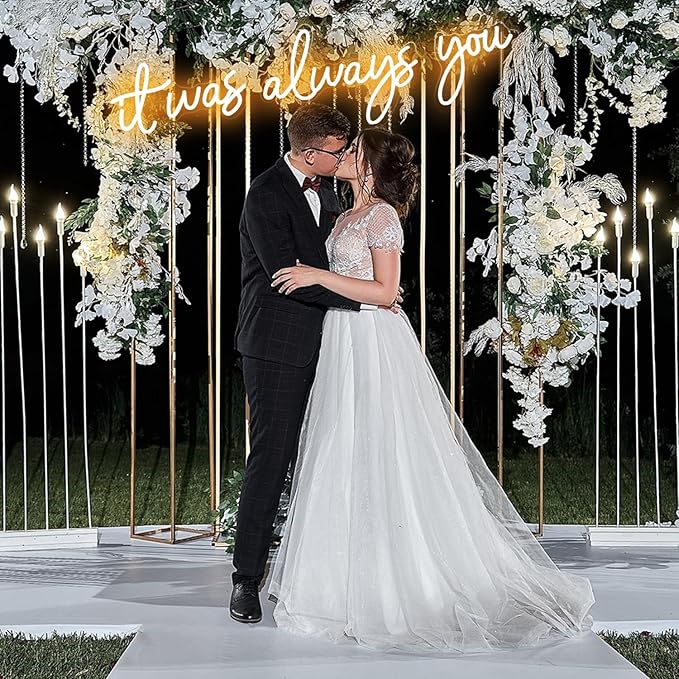 Super Large LED Neon Sign 'it was always you' Neon Night with Dimmable Wall Decor for Bedroom Living Room Bar Party Club Wedding Girls Birthday Wall Light Decor