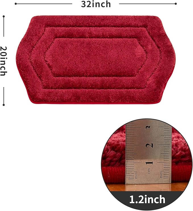 COSY HOMEER Extra Thick Bath Rugs for Bathroom - Anti-Slip Bath Linen Sets Mats Soft Plush 100% Strong Polyester Living Room Bedroom Water Absorbent(Red,20x32 - Inches)