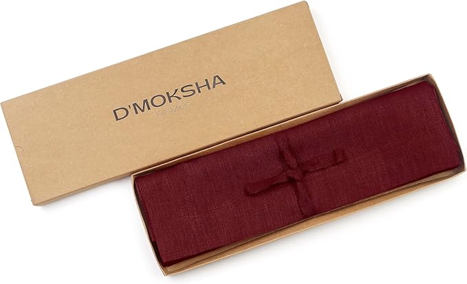 D'Moksha Homes Linen Placemats 14 x 19 Inch - Dark Red Placemats Set of 4-100% Pure Linen Table Place Mats for Summer - Handcrafted and Machine Washable