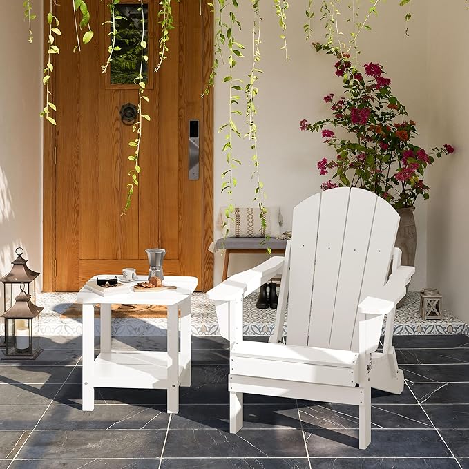 SERWALL Double Adirondack Side Table End Table- White