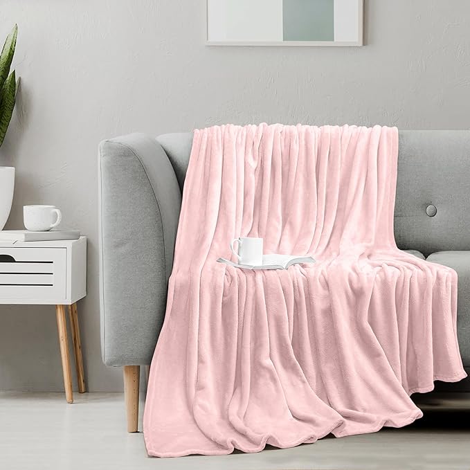 Utopia Bedding Pink Fleece Blanket King Size Lightweight Fuzzy Soft Anti-Static Microfiber Bed Blanket (90x102 Inch)