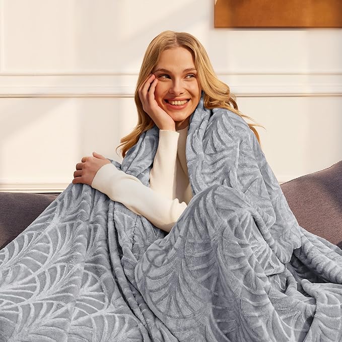 Whale Flotilla Flannel Fleece Twin Size Blanket for Bed, Soft Fluffy Velvet Bedspread Coverlet with Decorative Vintage Pattern for All Season, Warm and Lightweight, 90x66 Inch, Silver Grey