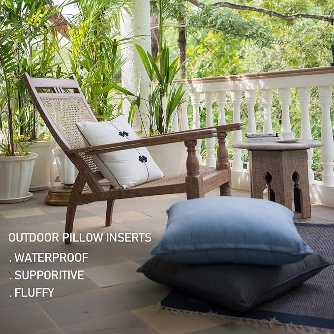 22 x 22 Outdoor Pillow Insert Pack of 4 Patio Furniture Pillows Cushion Waterproof Square Throw Pillow Inserts Decorative Couch Pillow Inserts White Sofa Sham Cushion Stuffer
