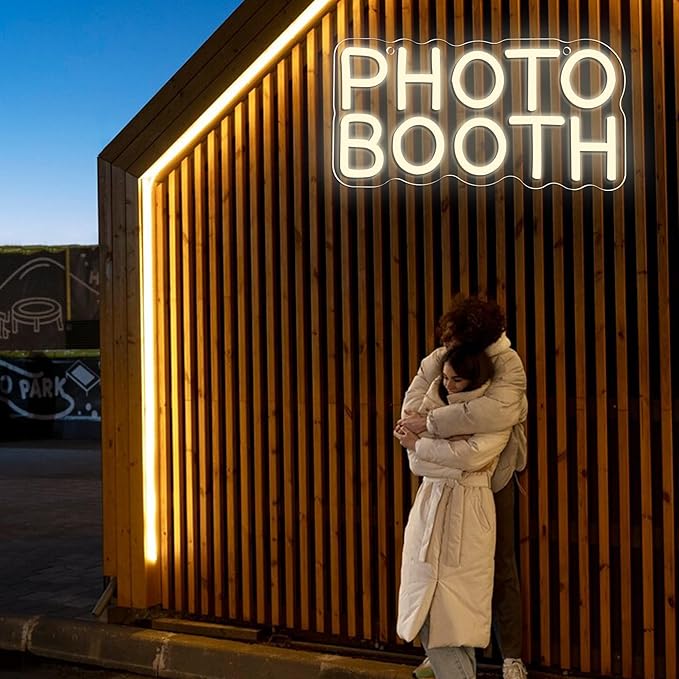 Photo Booth Neon Sign, Dimmable Photo Studio Sign Led Neon Light Led Light for Photography Bedroom Wedding Engagement Party Reception Gifts(11.8 * 5.9in)