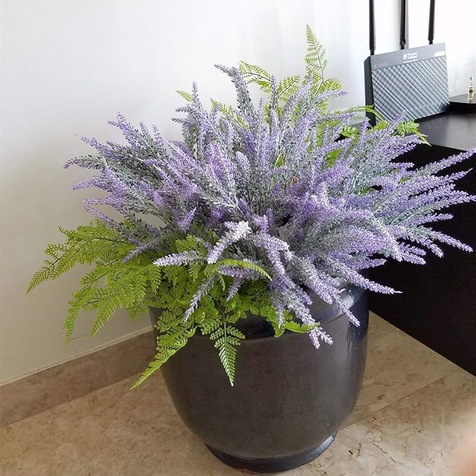 CATTREE Artificial Shrubs Bushes, Plastic Fern Leaves Persian Grass Fake Plants Wedding Indoor Outdoor Home Garden Verandah Kitchen Office Table Centerpieces Arrangements Christmas Decoration 4 pcs