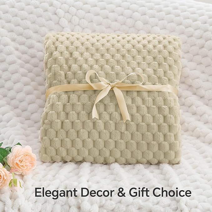 BEDELITE Fleece Throw Blanket for Couch & Bed - 3D Jacquard Decorative Almond Blanket, Super Soft and Cozy Warm Fuzzy Blanket All Seasons Suitable, 50x60Inches