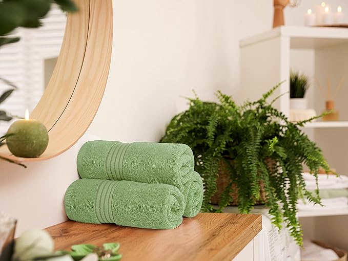 Utopia Towels 4 Piece Premium Hand Towels Set, 16 by 28 inches, 100% Ring Spun Cotton, Lightweight and Highly Absorbent Towels for Bathroom, Travel, Camp, Hotel, and Spa, Sage Green