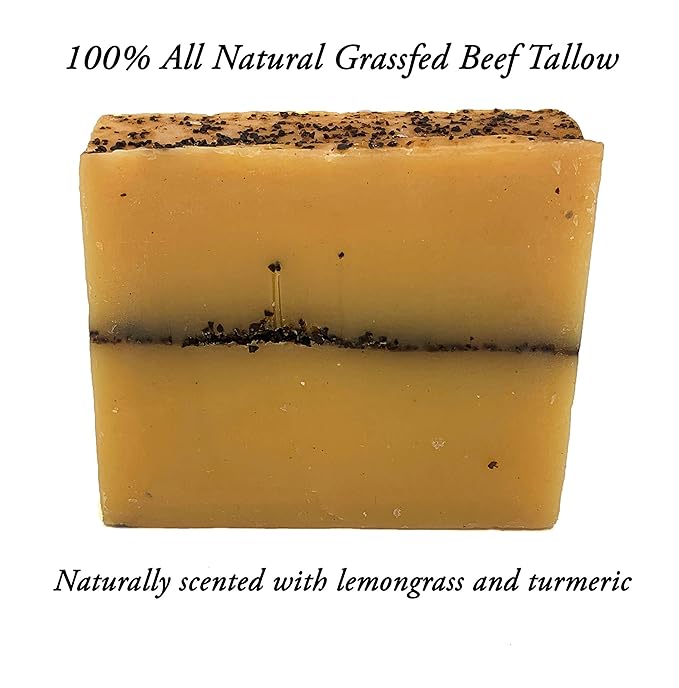 EST'D 2004 HC Meadow Bloom Tallow Bar Soap - Lemongrass, Coffee & Turmeric 2 Pack - Made with All Natural 100% Grass Fed Tallow Handmade Soap Bar - Great for Face or Body Soap