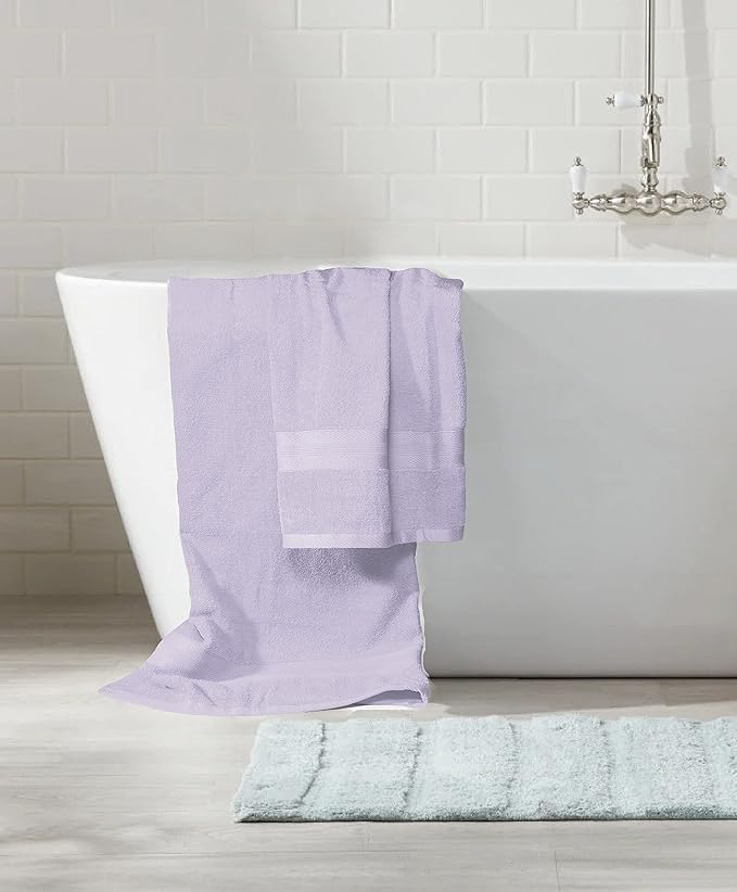 BOUTIQUO 8 Piece Towel Set 100% Ring Spun Cotton, 2 Bath Towels 27X54, 2 Hand Towels 16X28 and 4 Washcloths 13X13 - Ultra Soft Highly Absorbent Machine Washable Hotel Spa Quality - Purple