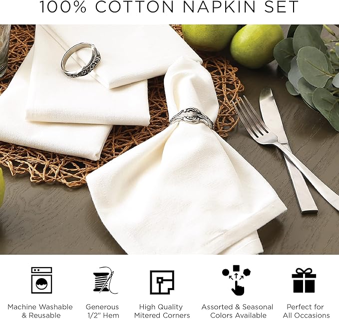 DII Variegated Tabletop Collection, Napkin Set, 20x20, Tango Red, 6 Piece