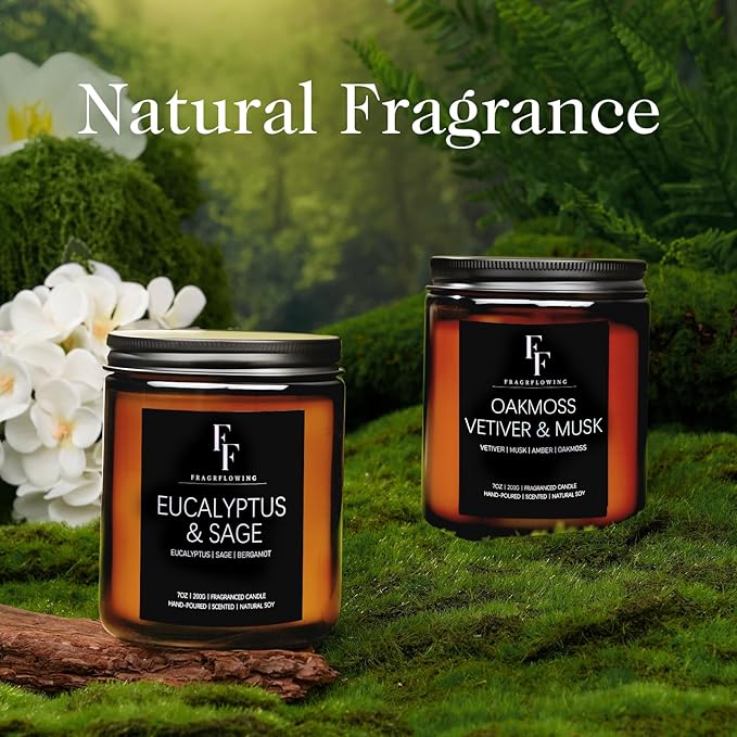 Scented Candles Set, Candles for Home Scented Soy Wax Candles, 6 Pack 42 Oz Aromatherapy Candles Gift Set for Women Men (Lemon/Vanilla/Sage/Rose/Amber/Vetiver)
