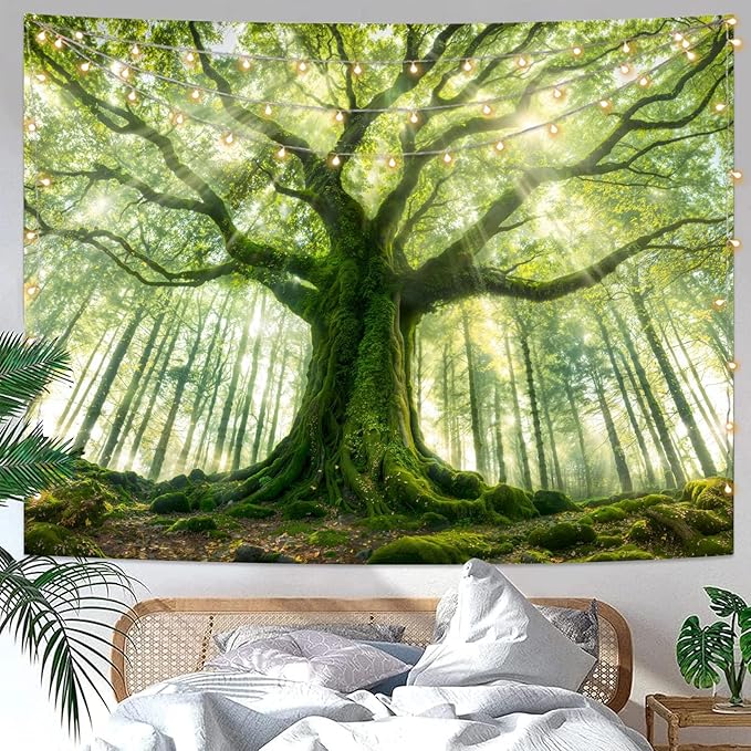 Kanuyee Forest Tree Tapestry Majestic Tapestry Large Nature tapestries Wall Hanging for Bedroom and Living Room Tree 44×60 Inches