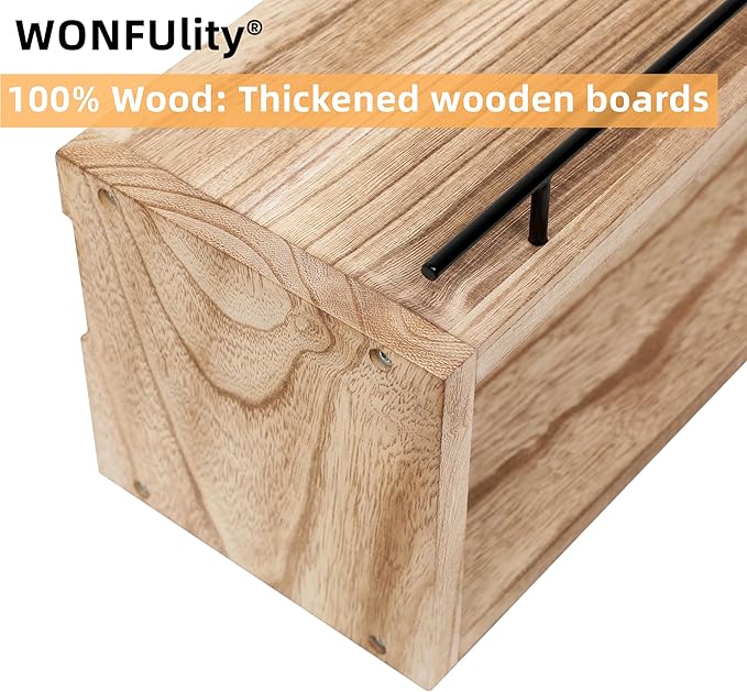 WONFUlity Bathroom Shelves Floating with Over Toilet Paper Holder, Farmhouse Wood Shelves for Living Room, Bedroom, Kitchen, Wall Decor (4 Natural)