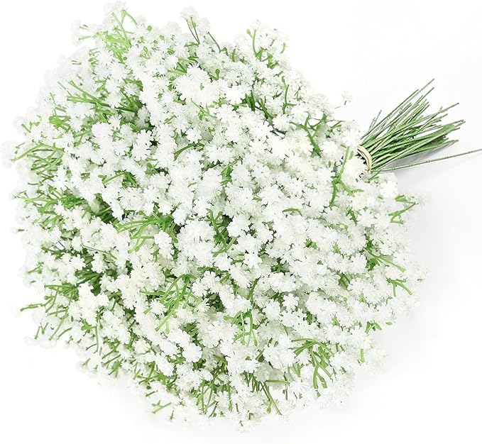 DEEMEI 30 PCS Babys Breath Artificial Flowers Fake Babys Breath Flowers Artificial Bulk White Gypsophila Bouquets Real Touch Faux Flowers for Wedding Floral Arrangement Party Home Decoration