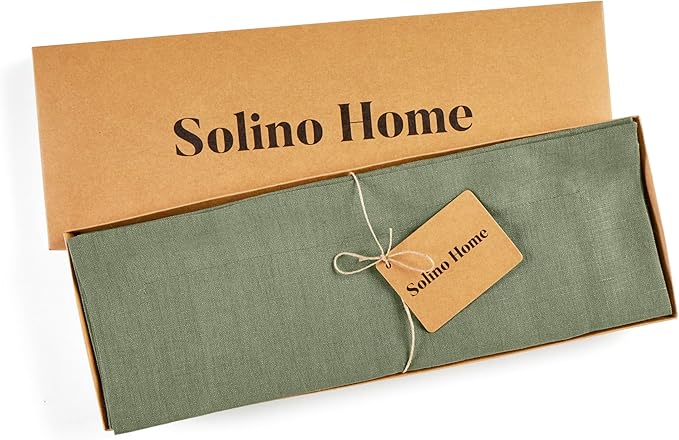 Solino Home Linen Cloth Placemats Set of 4-100% Pure Linen Oil Green Placemats 14 x 19 Inch for Summer - Fete