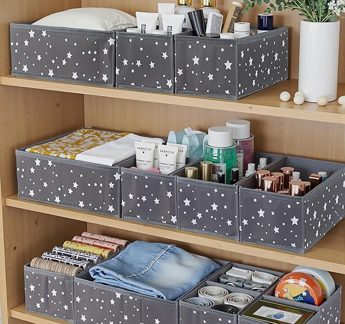 Drawer Organizer Clothes, 8 Pack Underwear Organizer, Foldable Closet Organizers and Storage drawer dividers for clothes, dresses and Socks