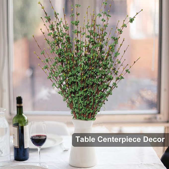 5 Pcs 29.5" Long Jasmine Fake Green Flowers Dry Branches for Home Office DIY Floral Art Plant Wedding Table Centerpieces Yard Summer Outdoor Party Decoration