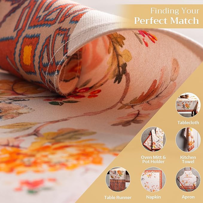 Maison d' Hermine Placemats Set of 4 100% Cotton Washable Cloth Place Mats, Reusable Table Mats for Kitchen Dining Decoration, Party, Wedding, Restaurant (Kelim - Prairie, 13" x 19")